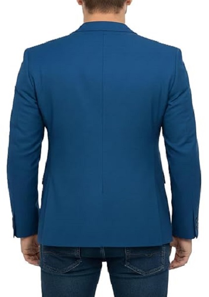 Mens Formal Blazer Single Breasted, Blue Color, Notch Lapel